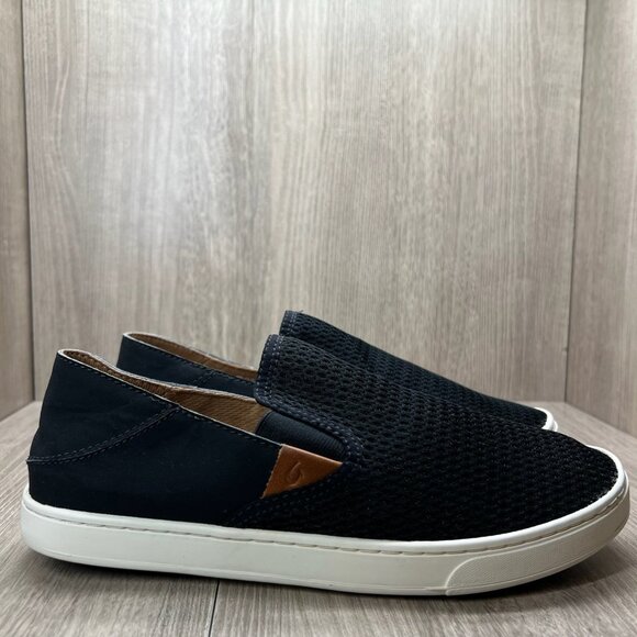 OluKai Pehuea Slip-on Sneaker Womens 9 Breathable Mesh Comfort Black 20271-4040 - Picture 1 of 13
